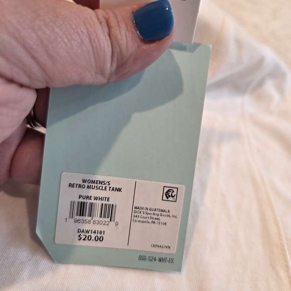 DSG Women's Retro Muscle Tank Top Pure White Small New Sports Summer Beach - Picture 5 of 8